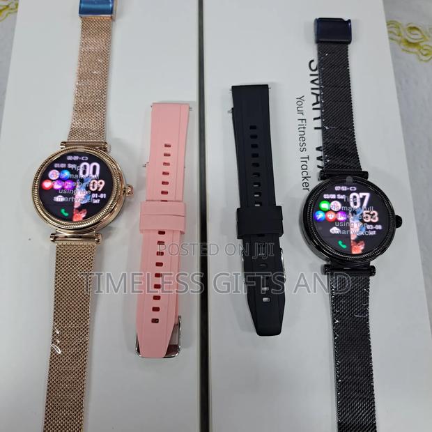 Rose Gold Pink and Black Mesh Rubber Smart Watches