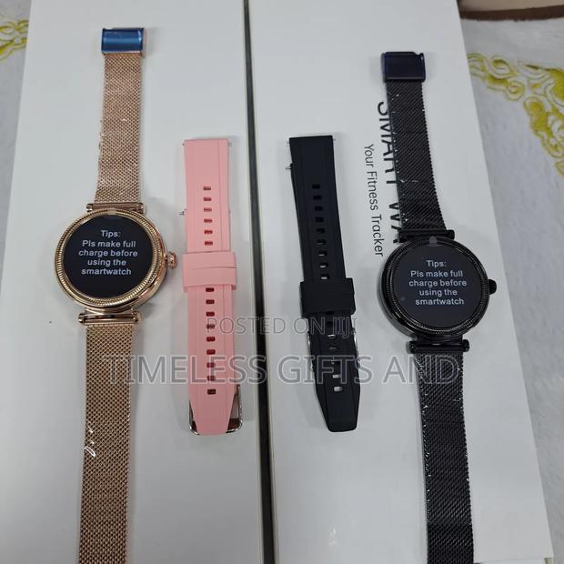 Rose Gold Pink and Black Mesh Rubber Smart Watches - thumbnail 2