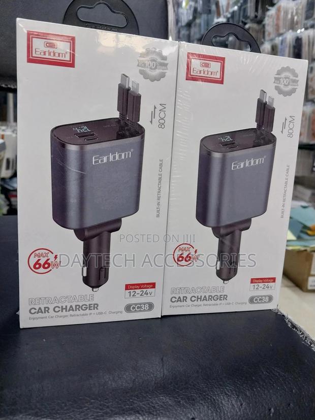 Earldom Retractable Car Charger 4 in 1 Car Phone Charger 66w