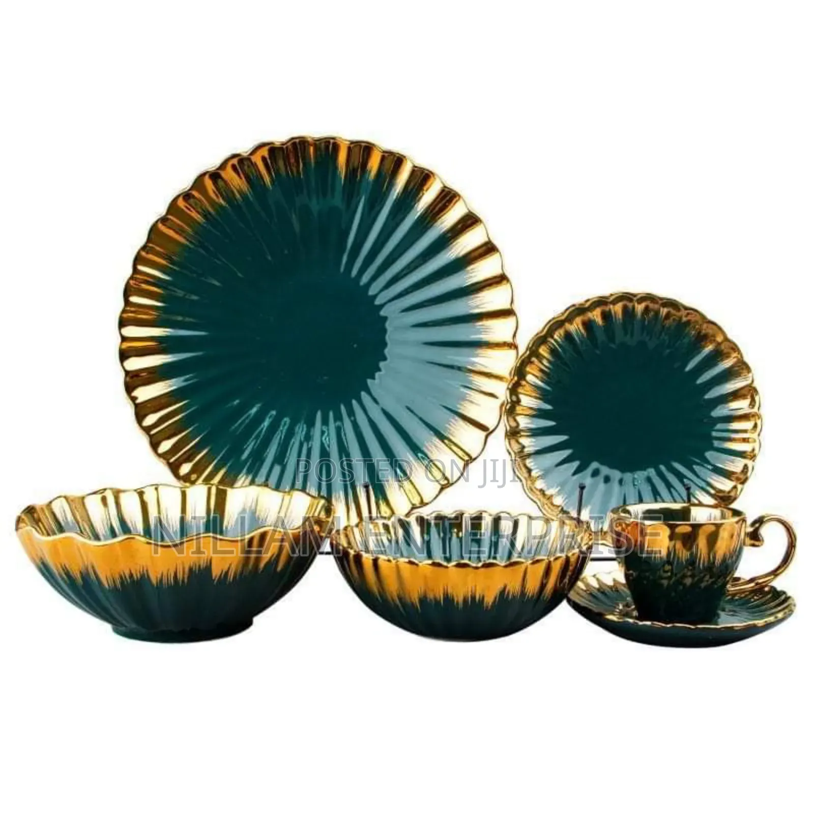 36pcs Nordic Classy Dinner Set With Gold Rim*