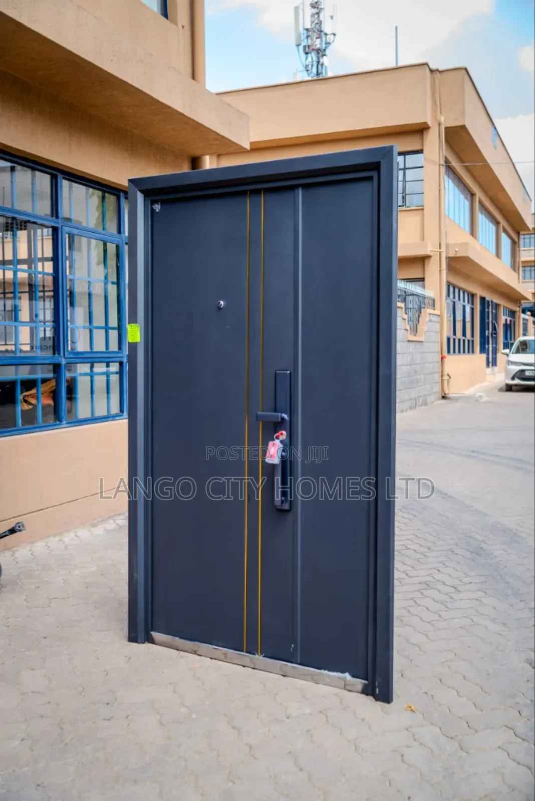 Mettalic Imported Doors Grey With Gold Accessories