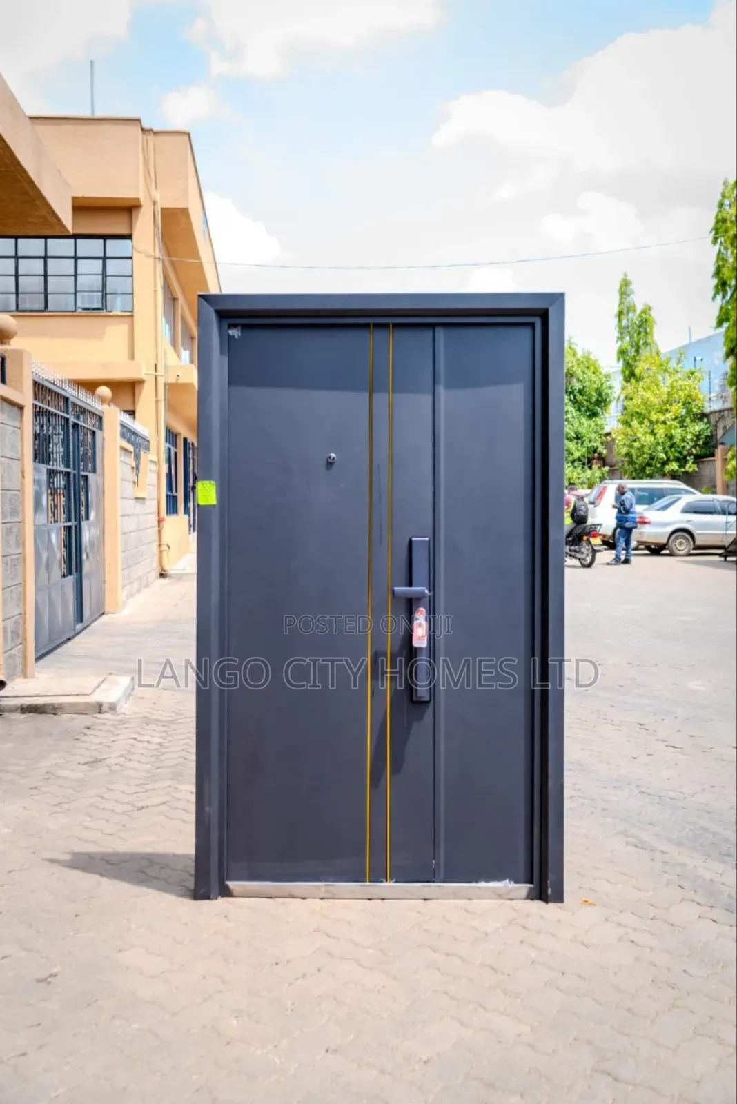 Mettalic Imported Doors Grey With Gold Accessories