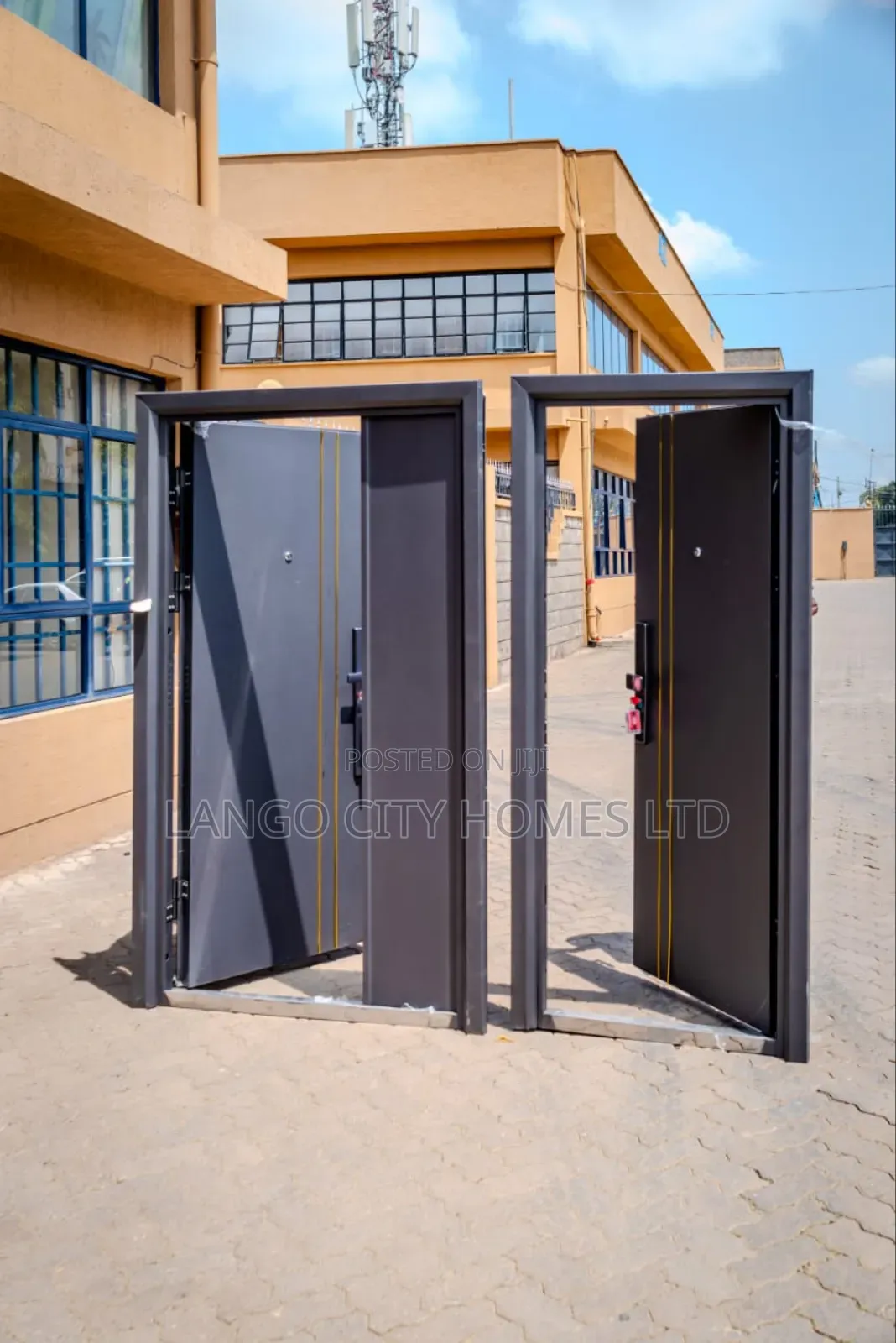 Mettalic Imported Doors Grey With Gold Accessories
