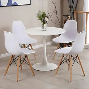 Round White Dining Table With 4 Chairs Set