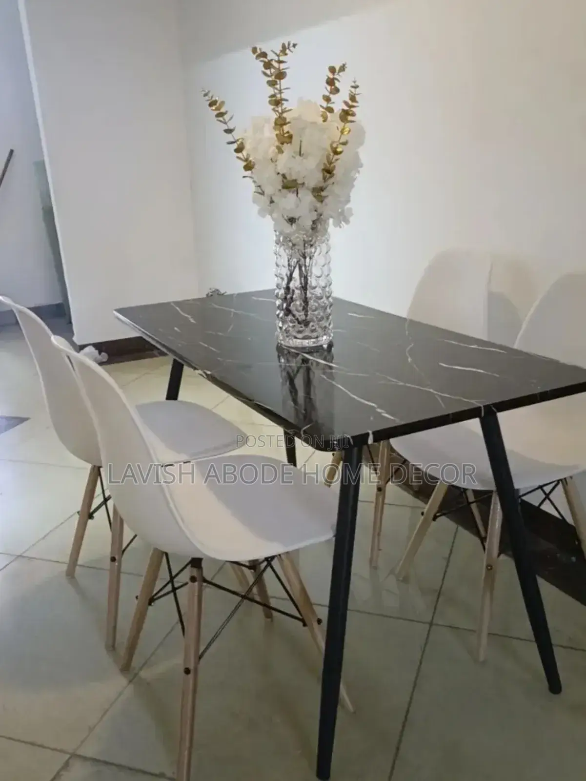 Dining Table - Rectangular Marble Black