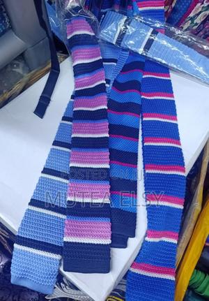 Skyblue Stripped Knitted Ties - thumbnail 2
