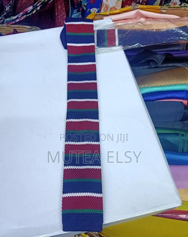 Skyblue Stripped Knitted Ties - thumbnail 3