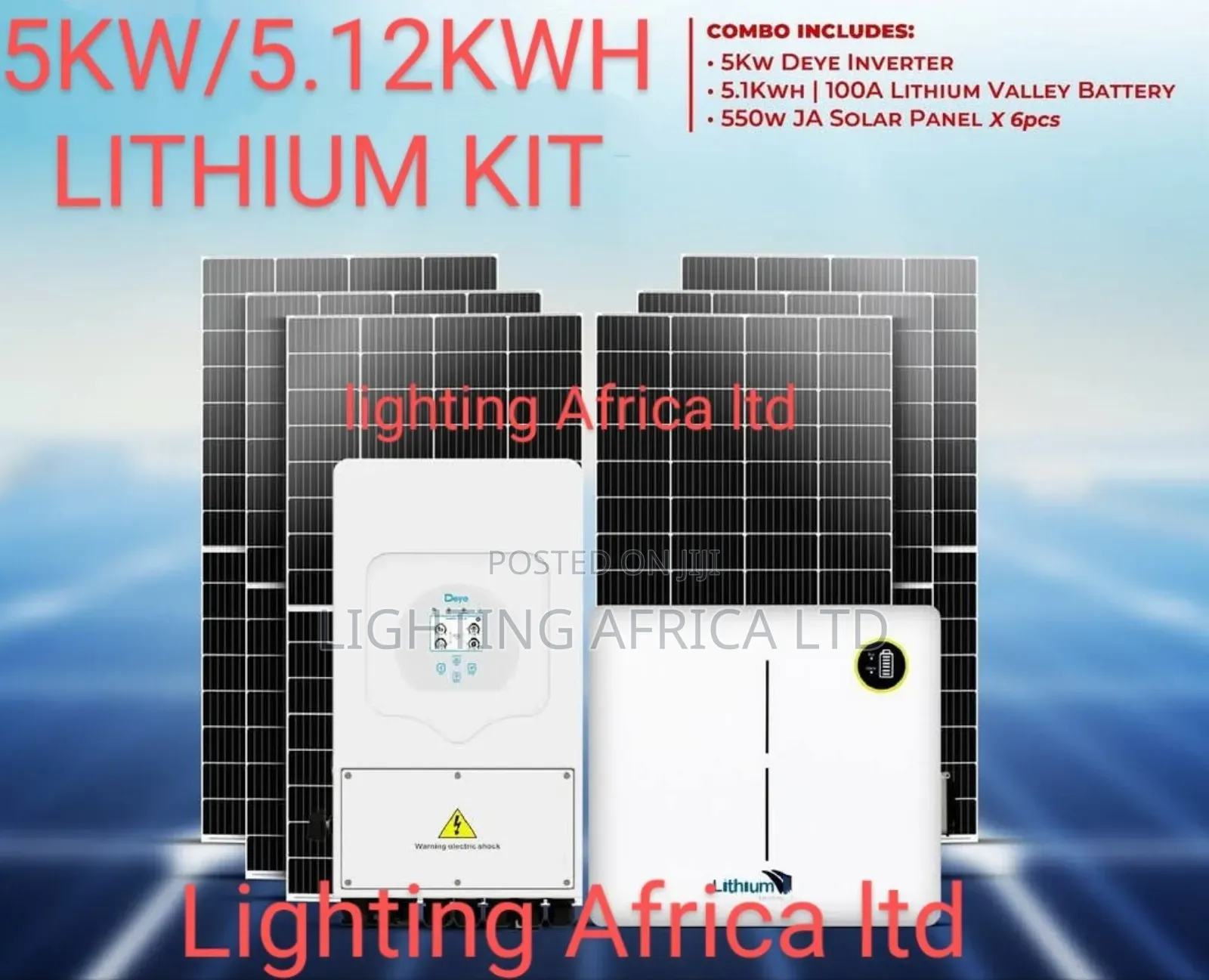 6kva Deye - 5.12kwh Deye Lithium Battery - (6)585w Solar Full Package