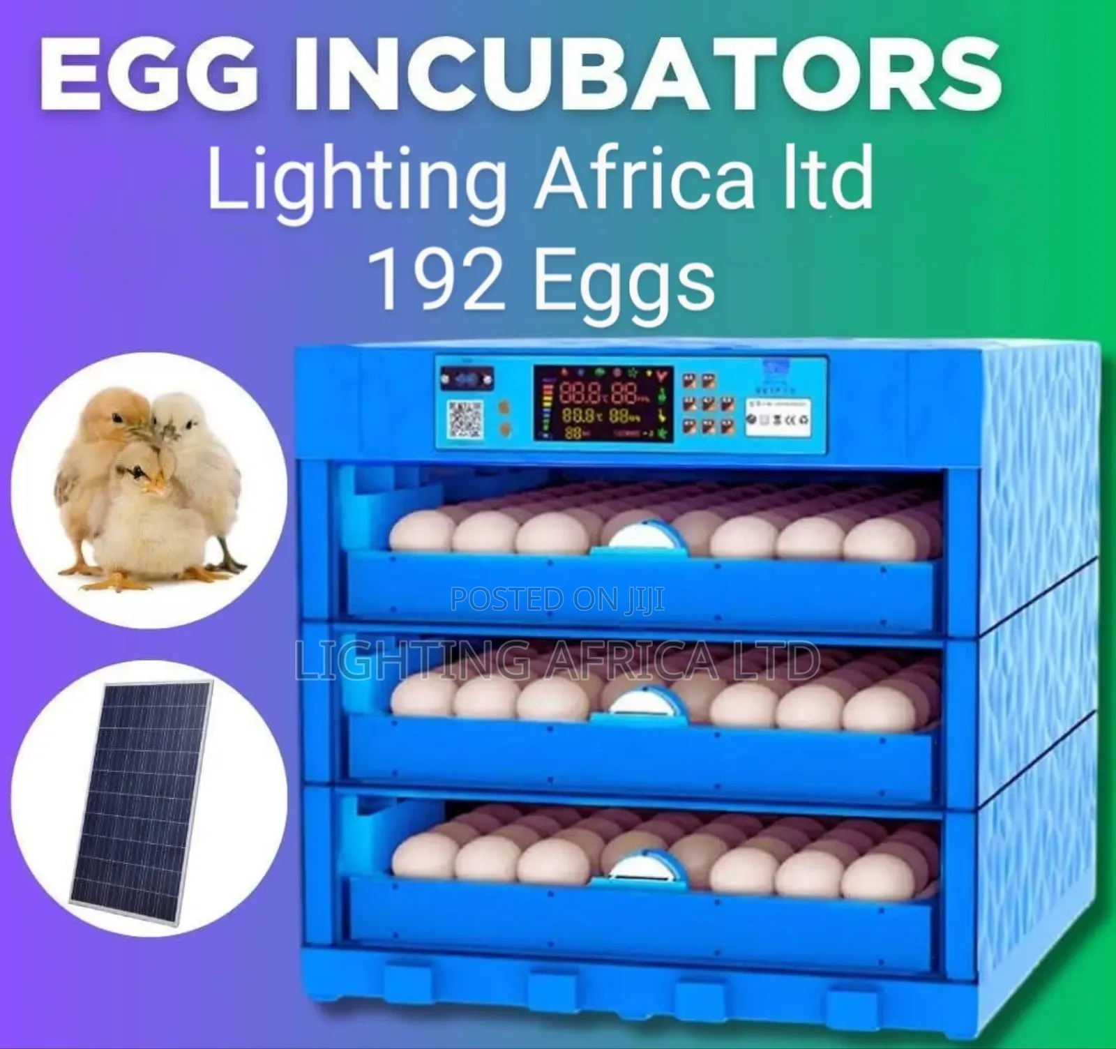 192 Eggs Ac/Dc Solar Incubator