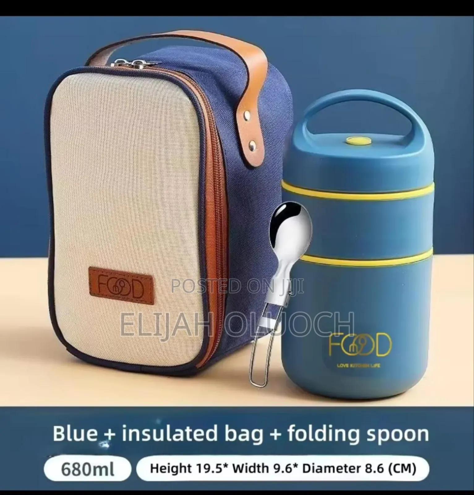 Insulated Lunch Box Set. With a Foldable Spoon