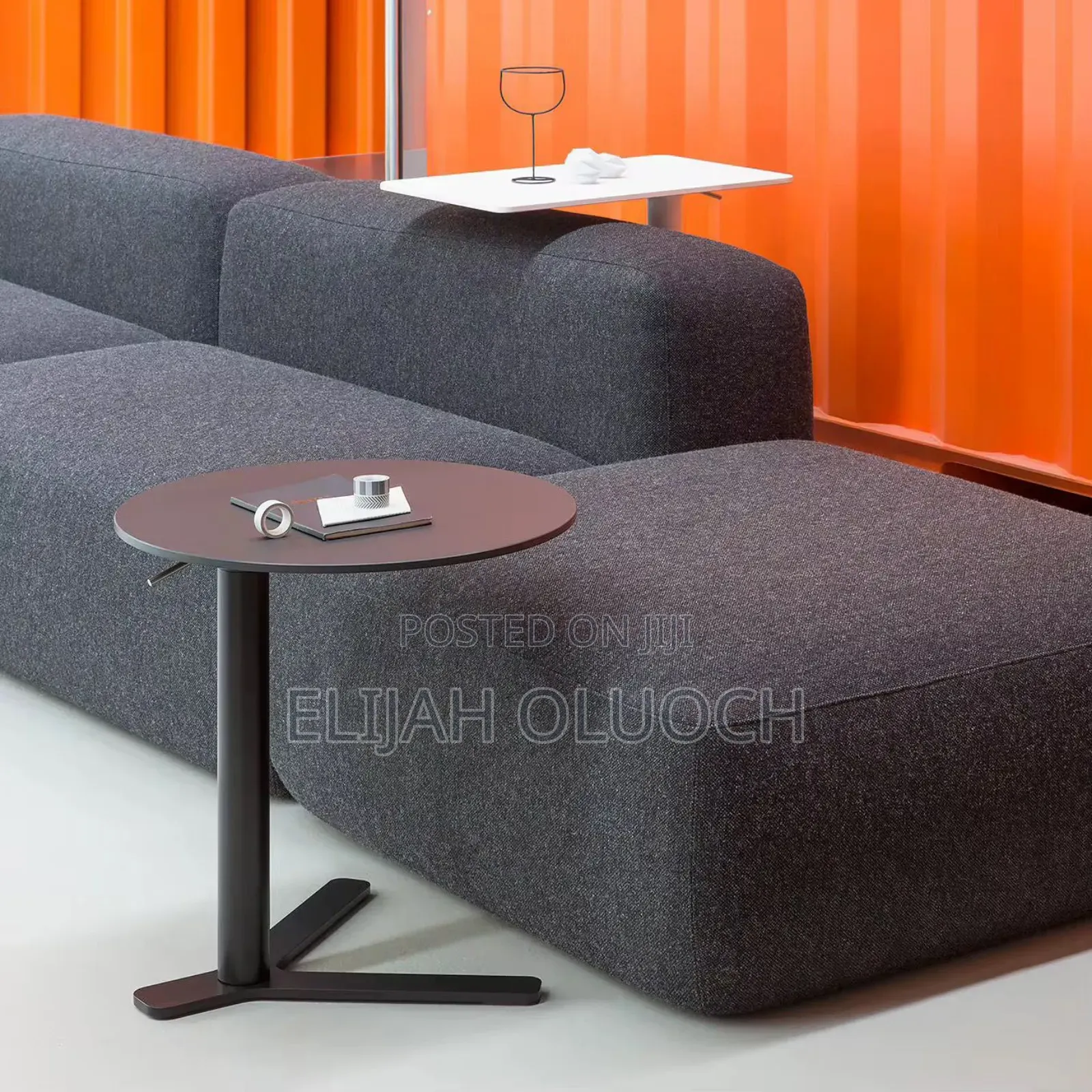 Modern Iron Frame Accent Side Table-