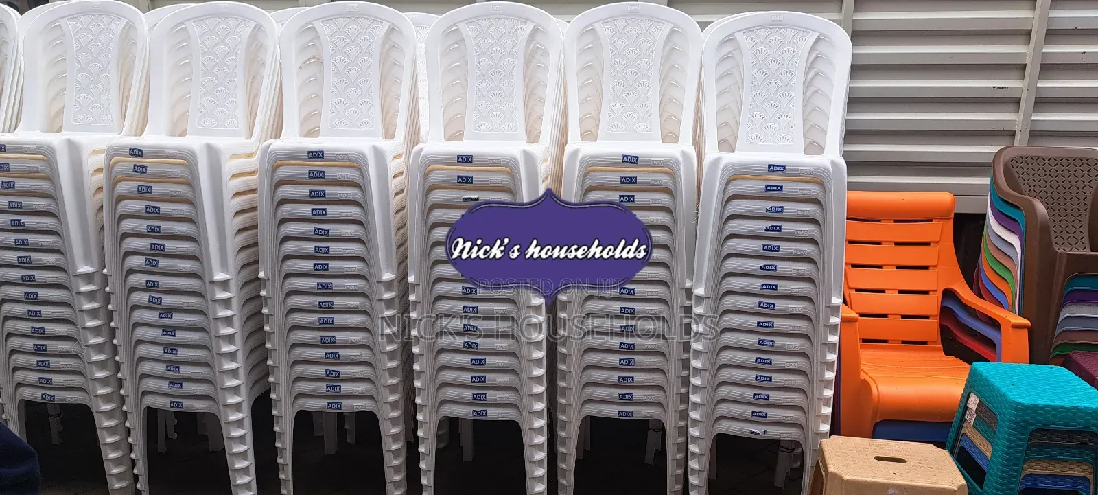 White Armless Plastic Chairs, Adix Chairs Industry