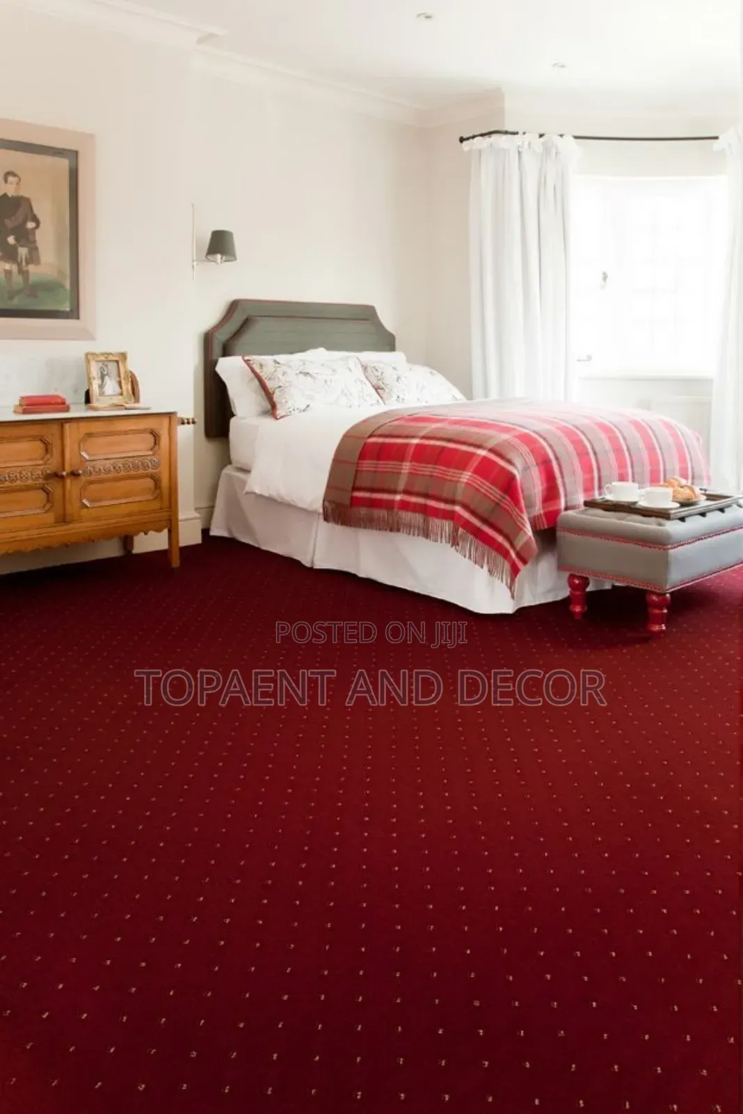 Red Master Bedroom Easy Fit and Install Wall to Wall Carpet