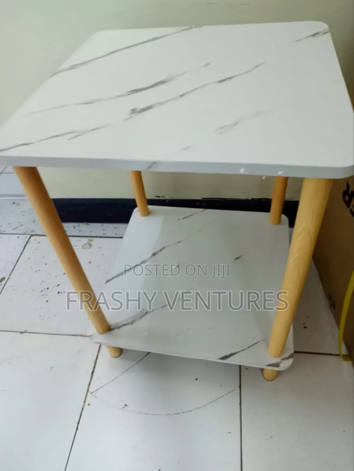 White Marble Multifunctional Bed Side Table