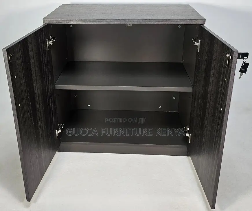 Cabinets:Wide Two Door Grey Oak Executive Office Cupboard
