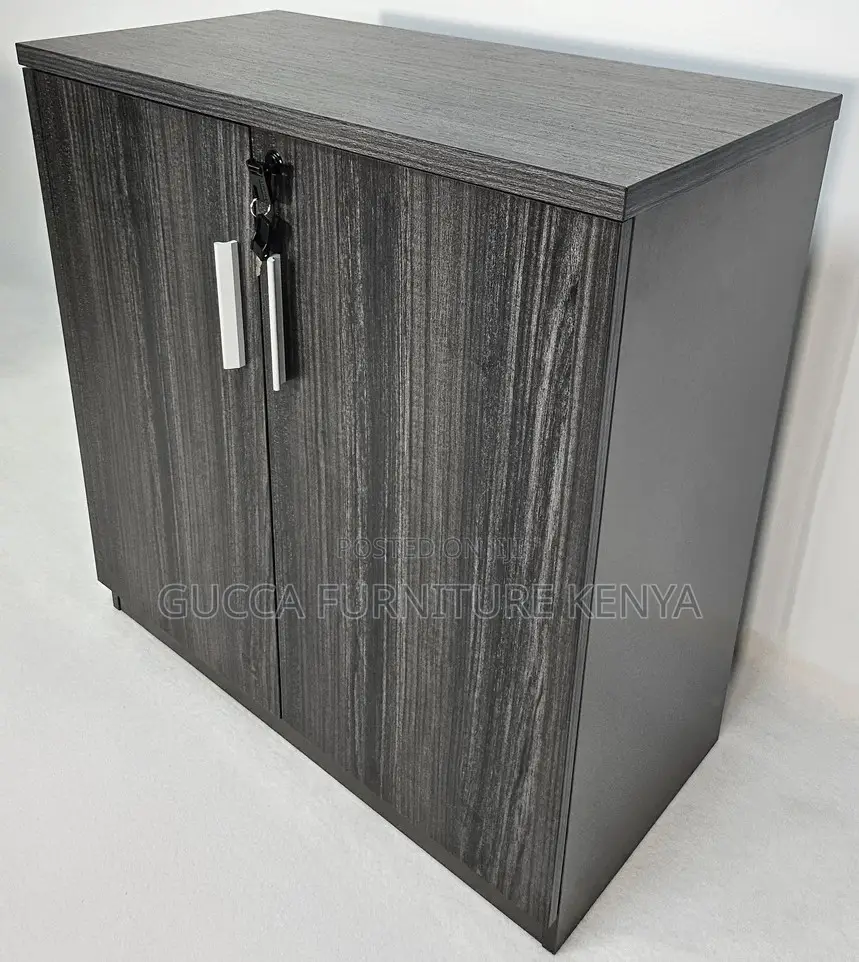 Cabinets:Wide Two Door Grey Oak Executive Office Cupboard