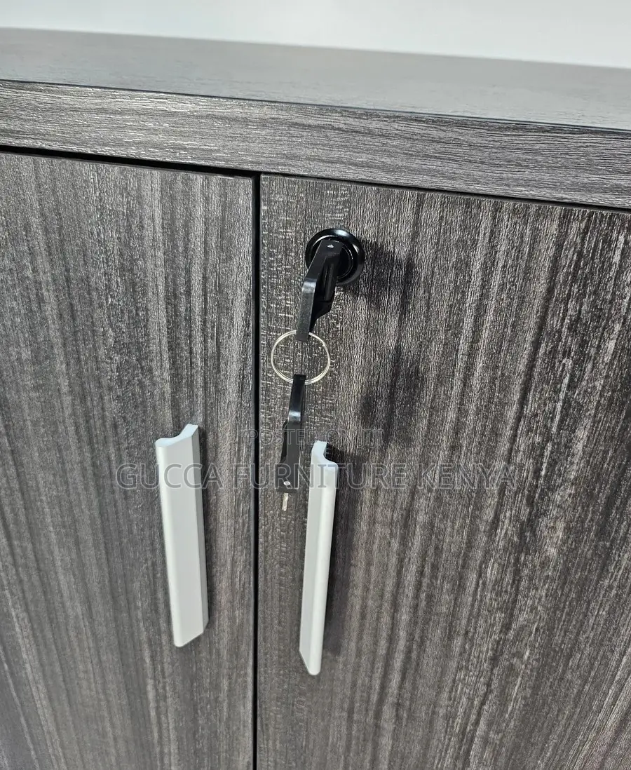 Cabinets:Wide Two Door Grey Oak Executive Office Cupboard