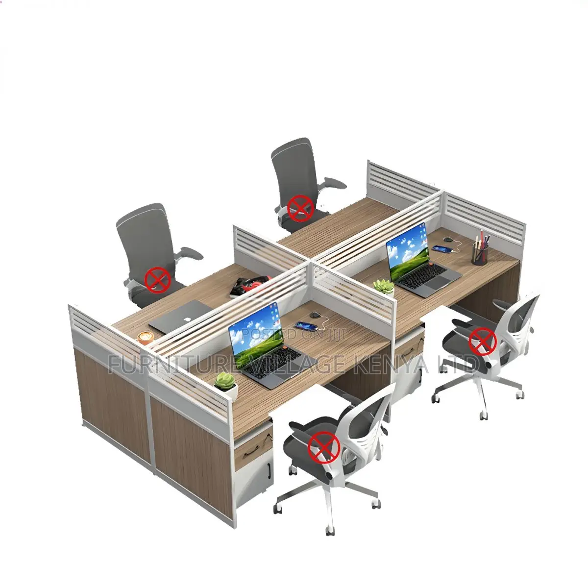 Office Furniture:4-Person Collaborative Office Desk Unit
