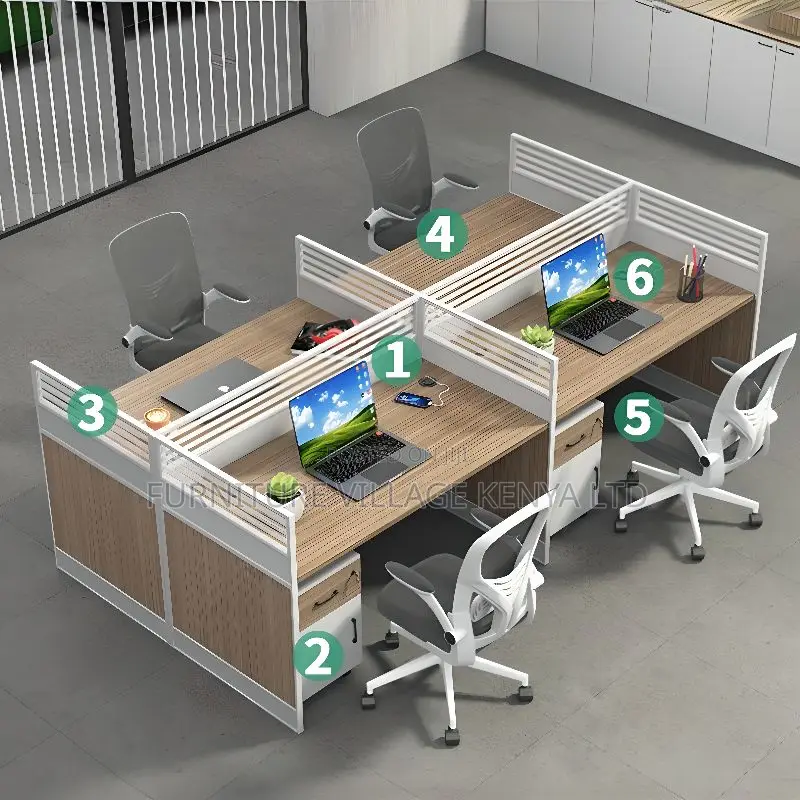 Office Furniture:4-Person Collaborative Office Desk Unit