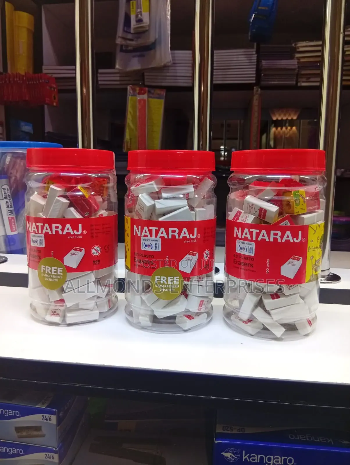 Tin of 100 Pieces Nataraj Eraser/ Rubber