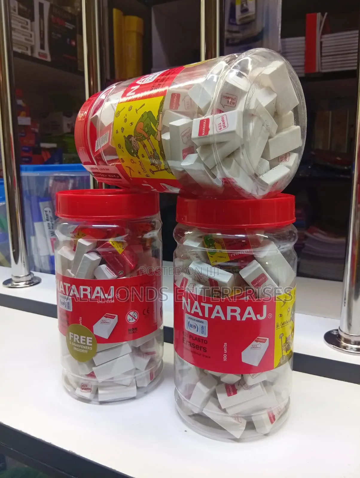 Tin of 100 Pieces Nataraj Eraser/ Rubber
