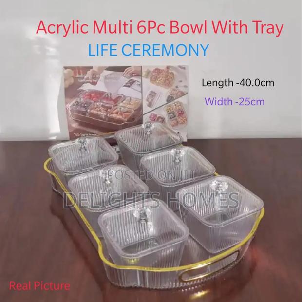 Acrylic Multi 6pc Bowl With Tray_be - main view