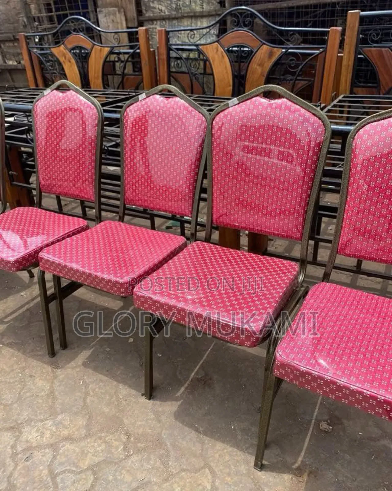 Red Conference Chairs Coated Gold