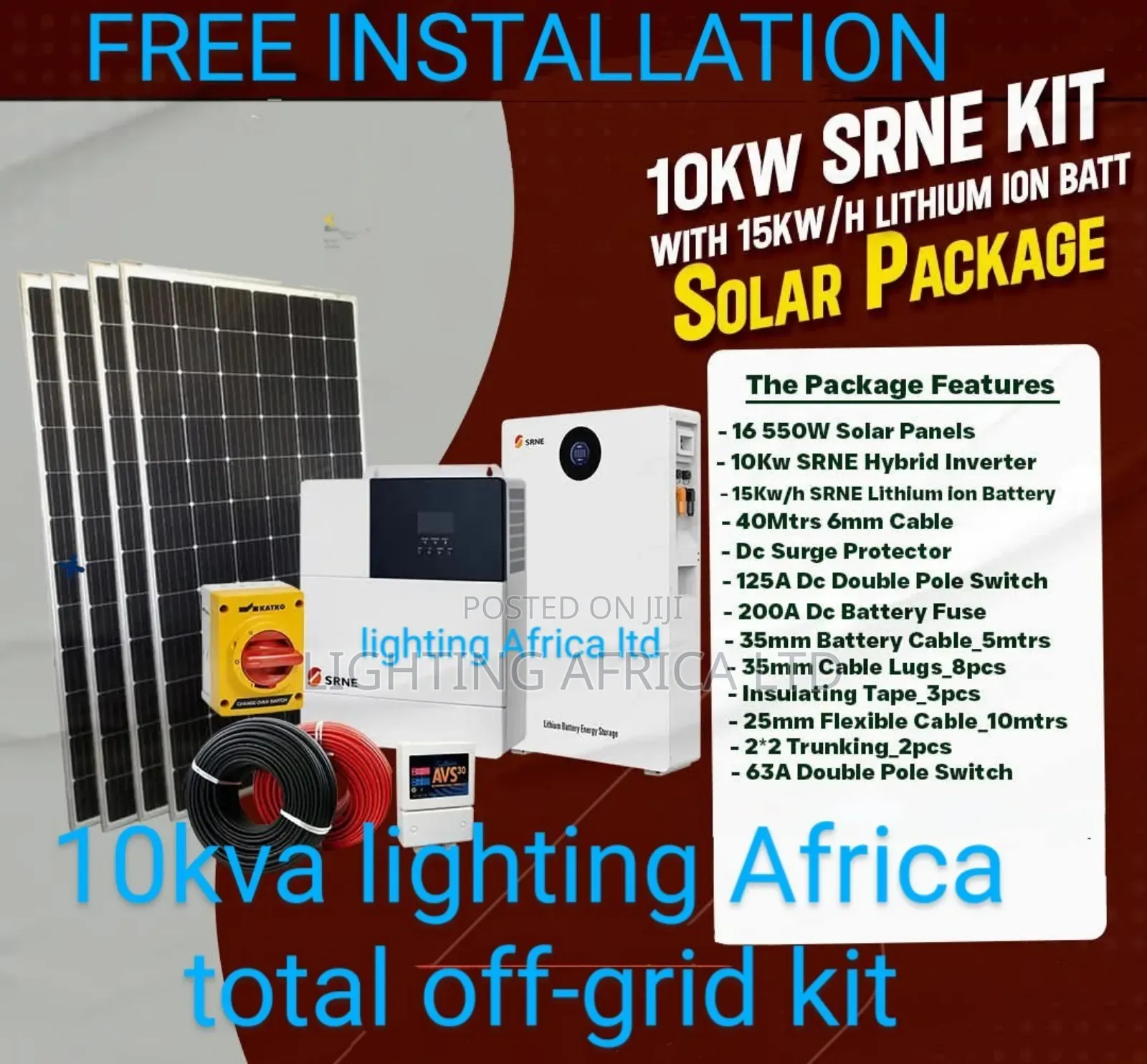 Srne 10kw Inverter +15kwh Lithium Battery Off-Grid System