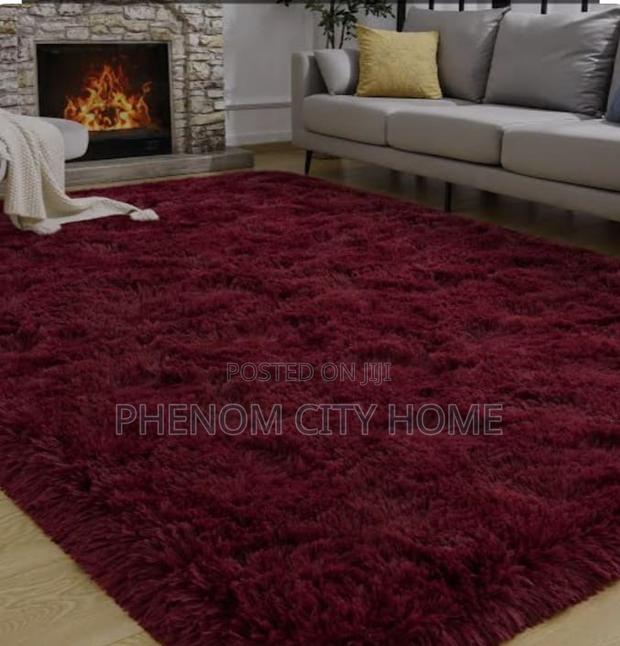 Fluffy Maroon Soft Carpets - main view