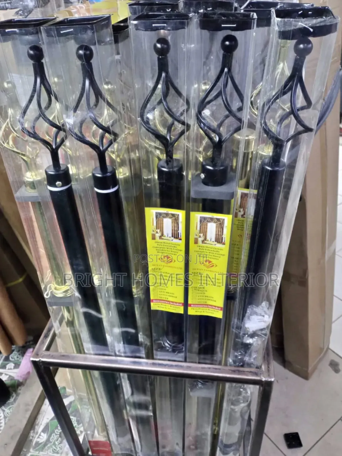 2m Double Black Curtain Rod Adjustment for Normal Window