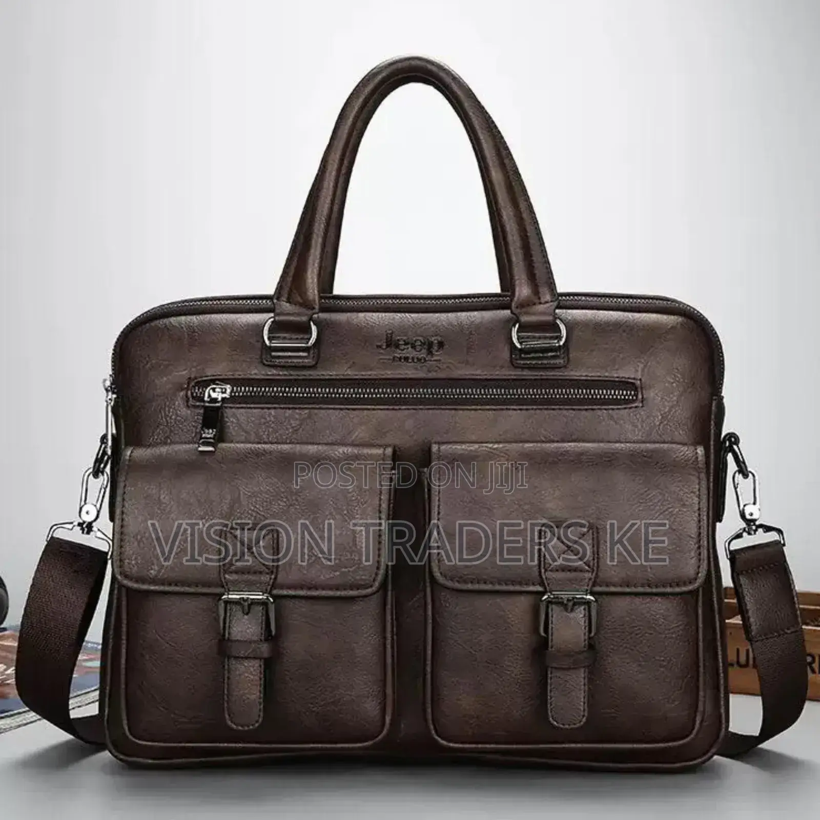 Jeep Baluo Double Pockets Laptop Bag -Coffee