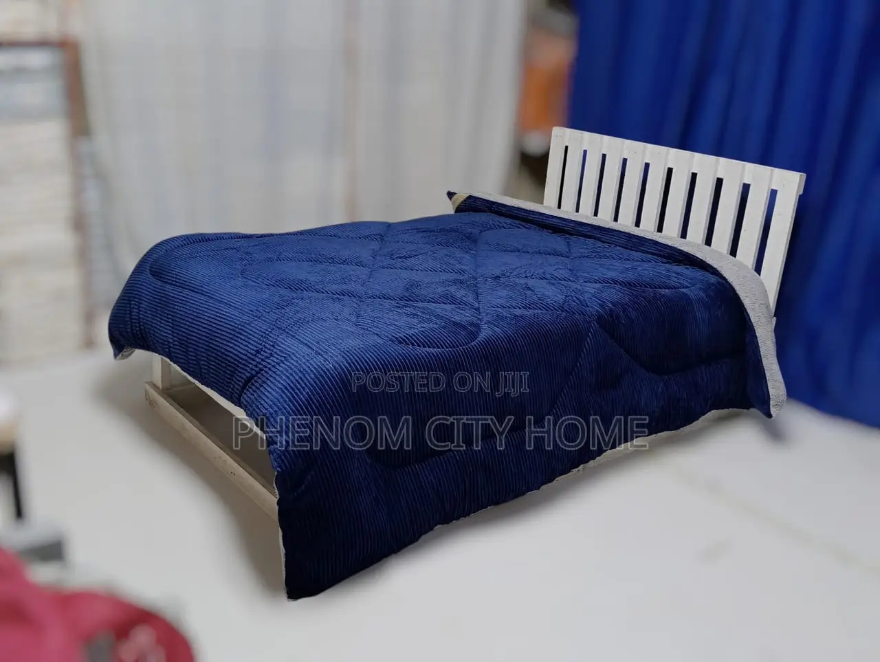 Navy Blue Single Plain Velvet Woolen Duvet