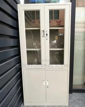 Cabinets:Filling Metallic 2-Glass/Steel Door Office Cabinet