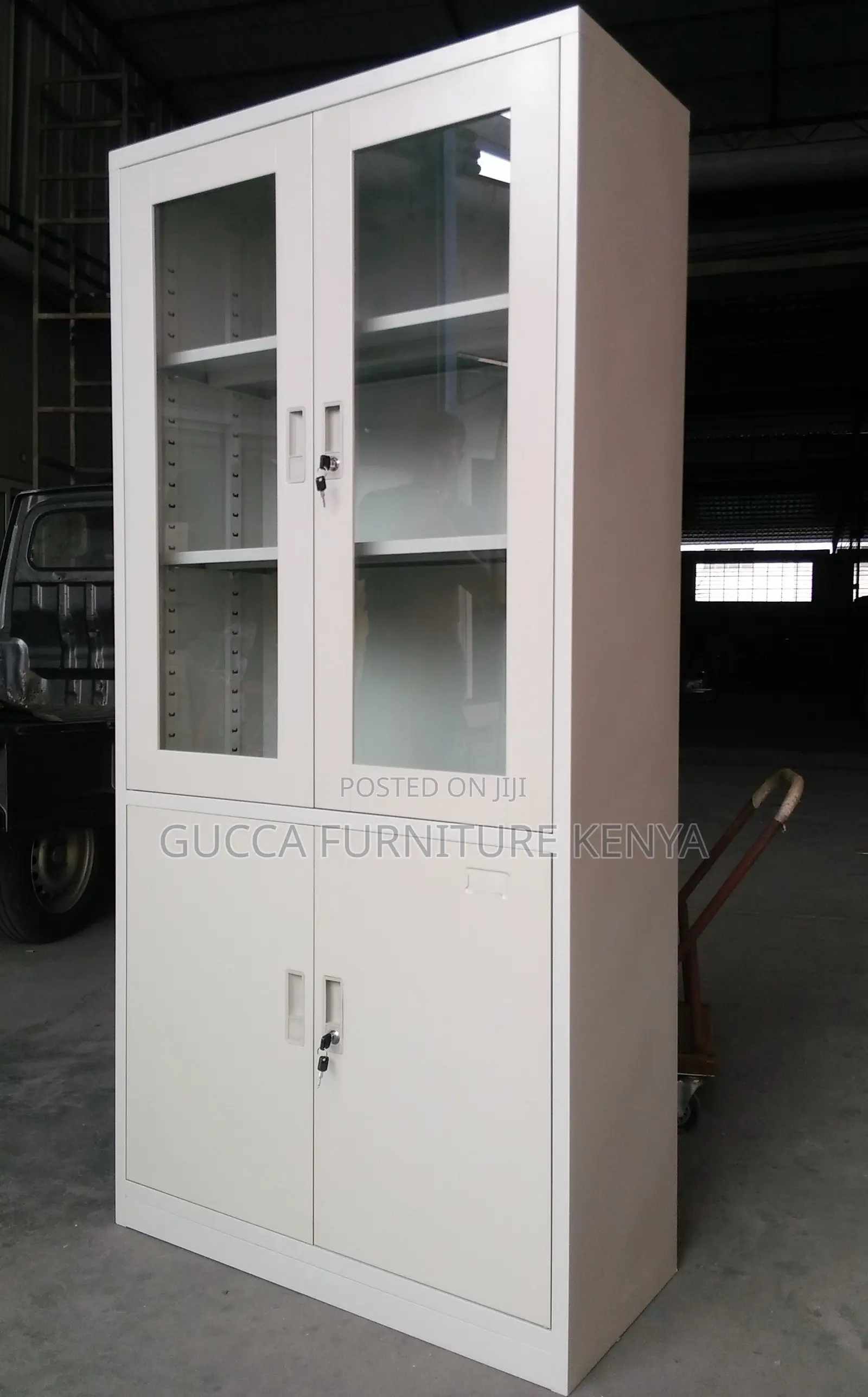 Cabinets:Filling Metallic 2-Glass/Steel Door Office Cabinet