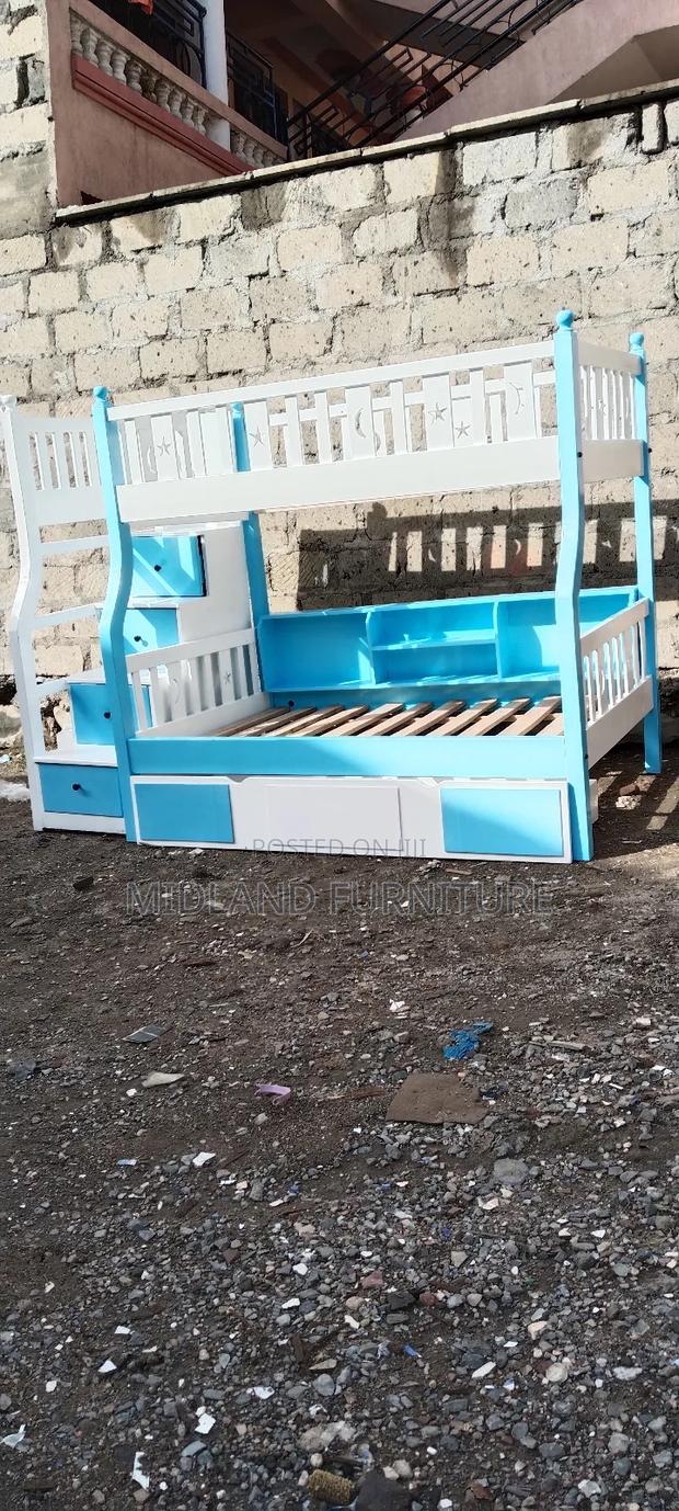 Blue Wooden Double Decker With Staircase - thumbnail 4