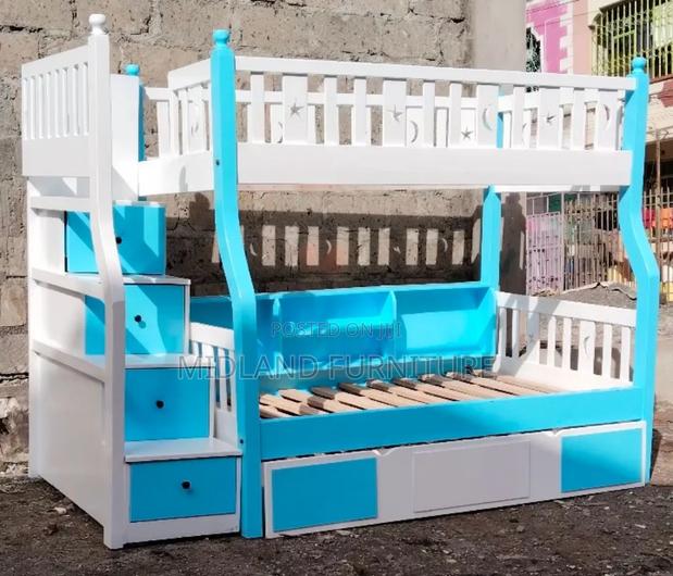 Blue Wooden Double Decker With Staircase - thumbnail 2