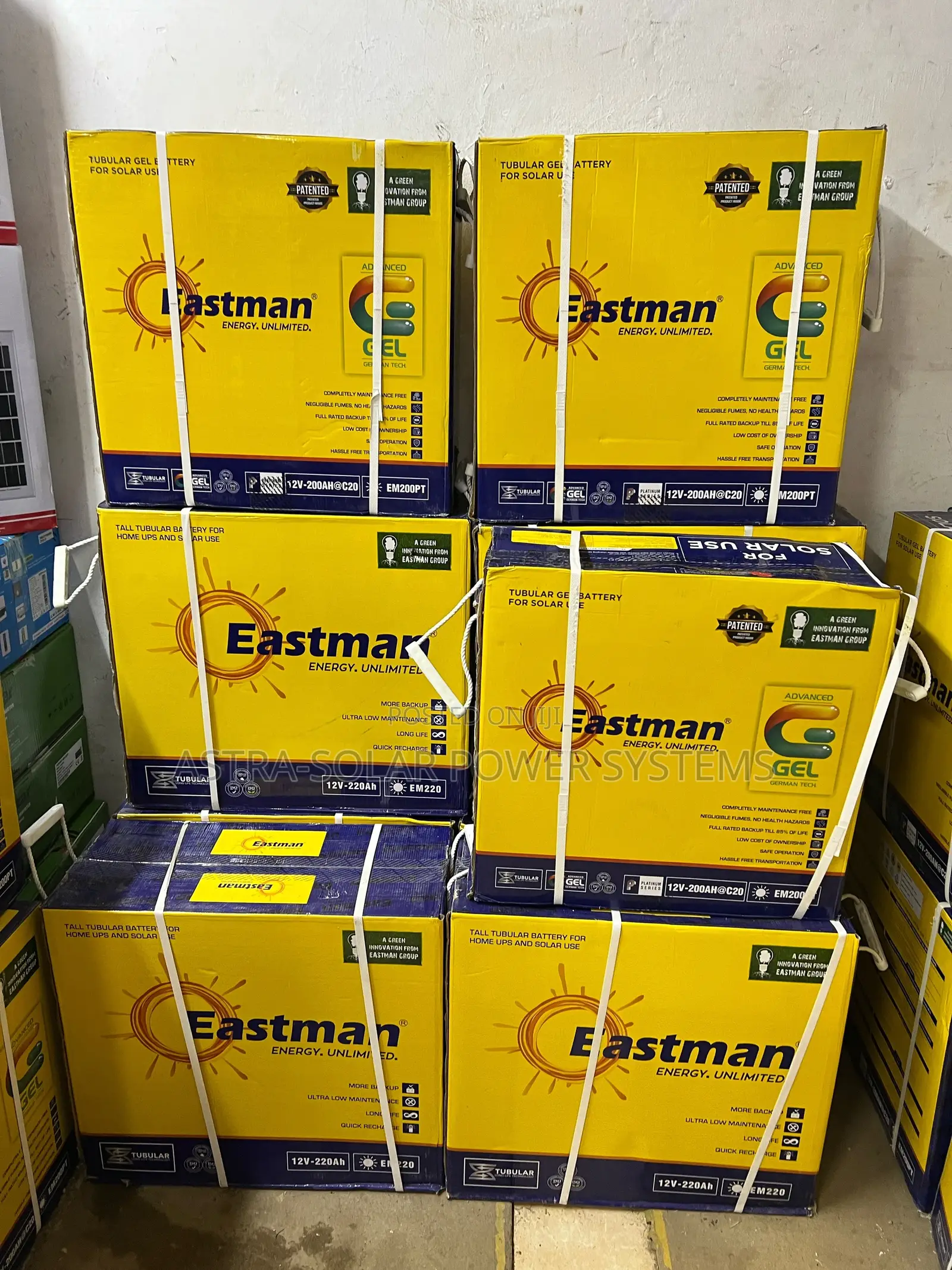 Eastman 12v 220ah Tall Tubular Flooded Lead Battery