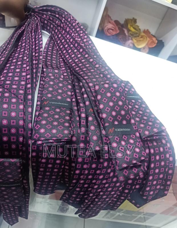 Black Furschia Geometric Tie Sets - main view