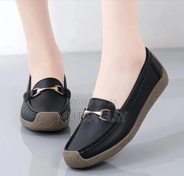 Black, Navyblue Grey Leather Ladies Shoes - thumbnail 3