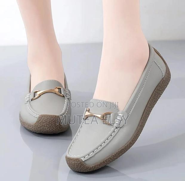 Black, Navyblue Grey Leather Ladies Shoes - thumbnail 4