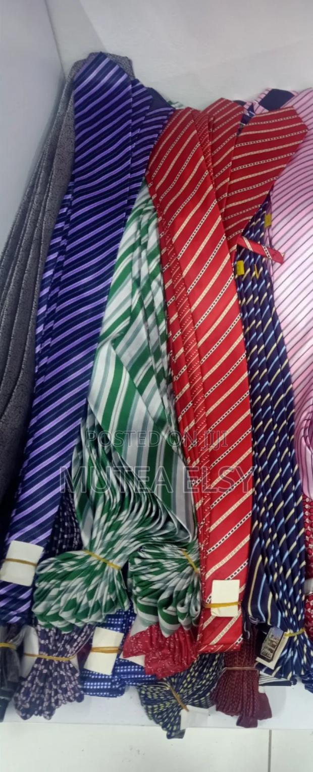 Purple Red Stripped Satin Ties - thumbnail 2