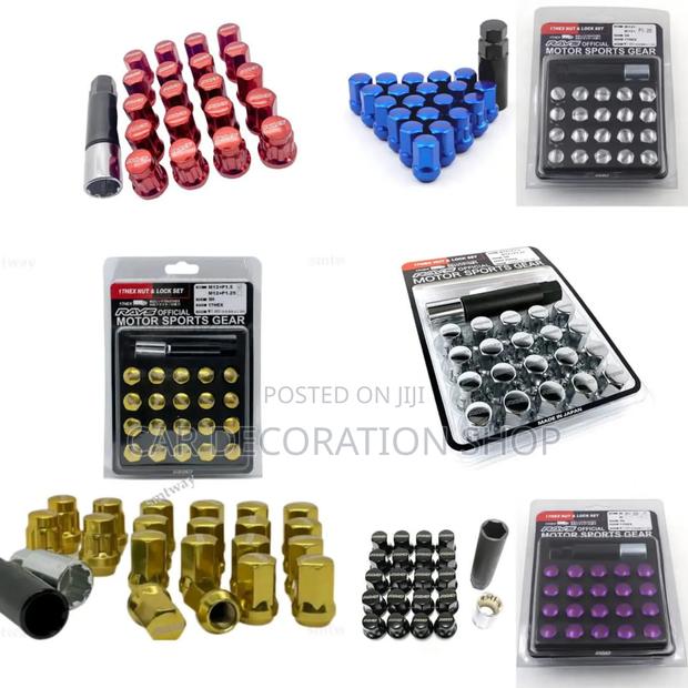 20pcs Colored Rim Lock Nuts With Flat Tip