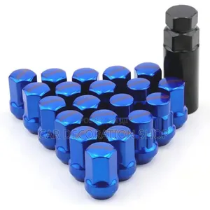 20pcs Subaru Flat Blue Rim Lock Nuts