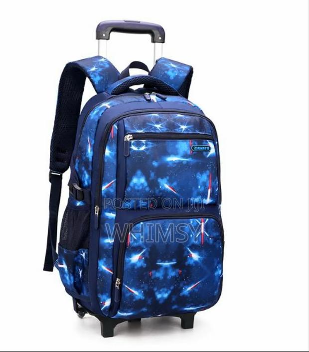Starry Sky Print Rolling Trolley Backpack - main view
