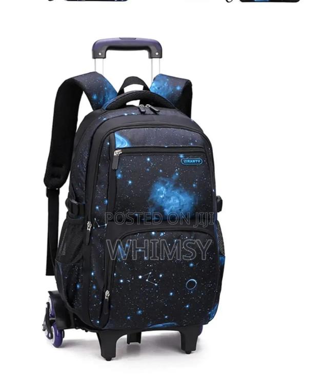 Starry Sky Print Rolling Trolley Backpack - thumbnail 2