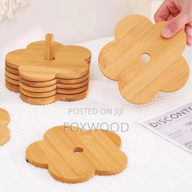 6 PCS Set Bamboo Coasters - thumbnail 3