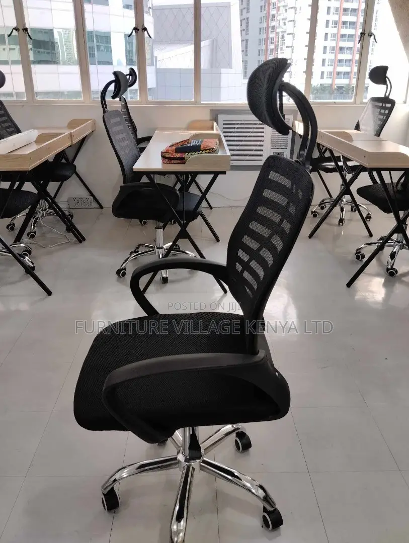 Office Chair:Sleek Mesh Office Chair With Comfort Headrest