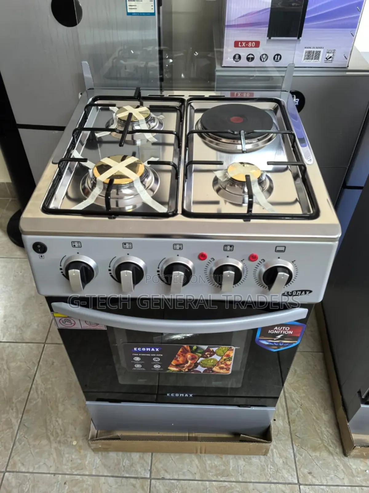 Ecomax 3gas+1hotplate 50*55 Standing Cooker/Electric Oven