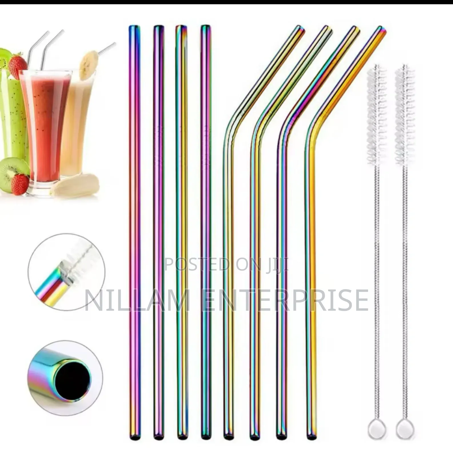 10 PCS Straw Set Plus 2 Cleaning Brushes