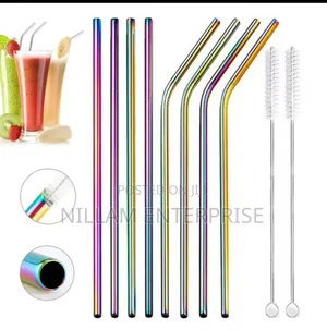 10 PCS Straw Set Plus 2 Cleaning Brushes